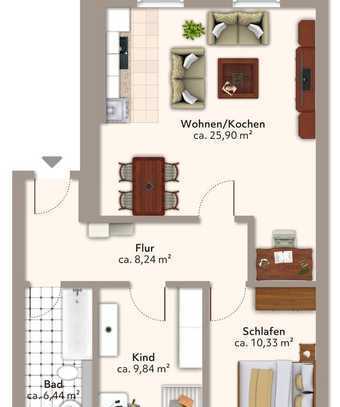 Vermietete 3-Zimmer Wohnung in direkter Nachbarschaft zum Zwenkauer See