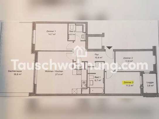 Tauschwohnung: 4 Z-Wohnung mit 36 qm Terrasse in Wandsbek (Markt)