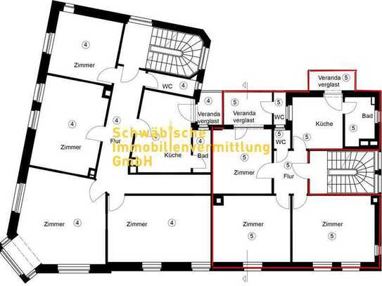 3-Zi.-Whg., 1. OG, Altbau, 2 x verglaste Veranda, *Sanierungsgebiet*, kein Denkmalschutz