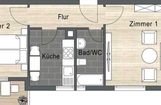 Geschmackvolle, sanierte 2,5-Raum-Wohnung mit Balkon und Einbauküche in Bad Friedrichshall