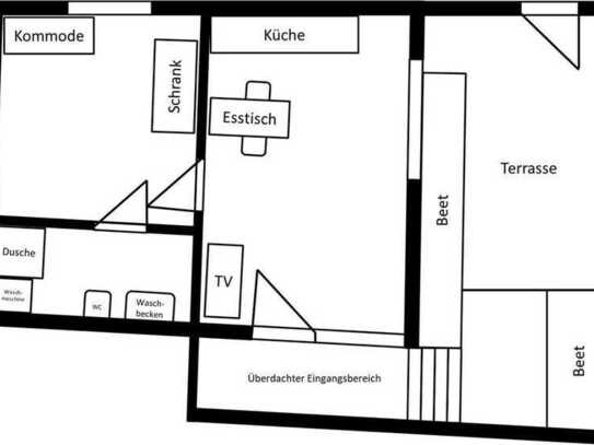 Stilvolle 2-Raum-Wohnung mit Terasse und Einbauküche in Leonberg