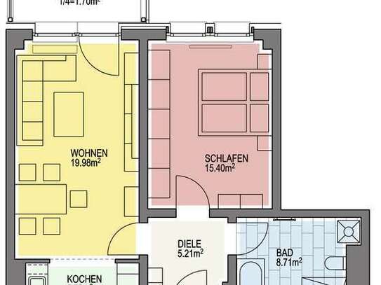 barrierearme 2 Raumwohnung mit Balkon und Fahrstuhl zu vermieten