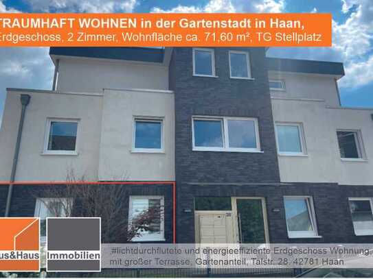 #TRAUMHAFT WOHNEN in Haan, Erdgeschoss 2 Zimmer, ca. 71,60 m², große Terrassee