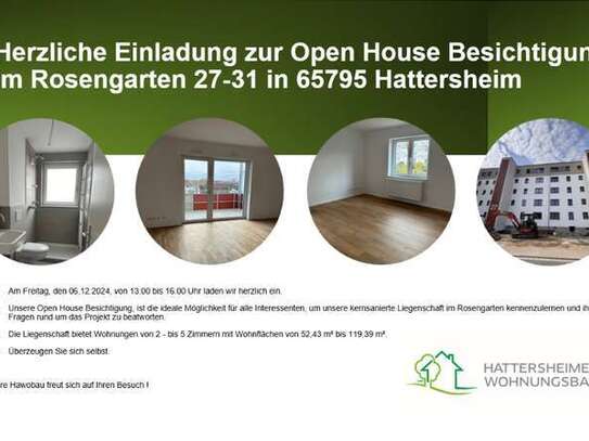 Offene Besichtigung am 06.12.2024 von 13:00-16:00 Uhr im Rosengarten 27-31, 65795 Hattersheim