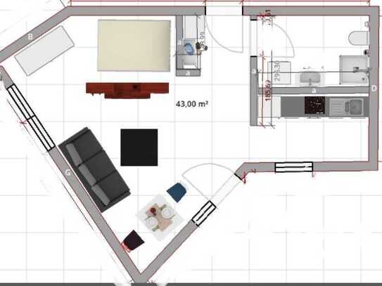 Freundliche 1,5 Zimmer-Wohnung mit Balkon und Einbauküche in Ditzingen