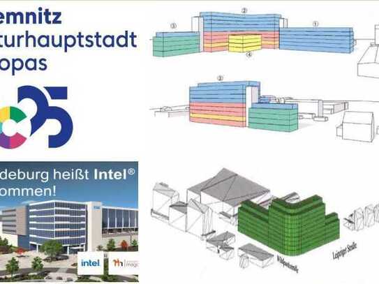 Eck-Baugrundstück 7628 m² im Mischgebiet mit einem Vorbescheid für eine (BGF) Neubau ca. 30.000 m²