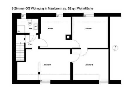 3-Zimmer-Dachgeschosswohnung zur Miete in Maulbronn von privat