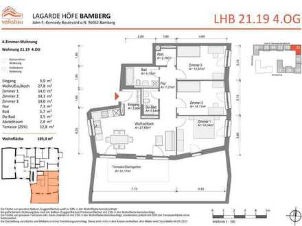 NEUBAU! Schöne 4-Zimmer-Wohnung (21.19) mit großer Terrasse