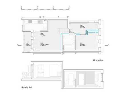 Split-Level-Wohnung mit zwei Zimmern in Regensburg