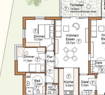 Neuwertige 3-Zi-Terrassenwohnung mit Einbauküche in Holzmaden