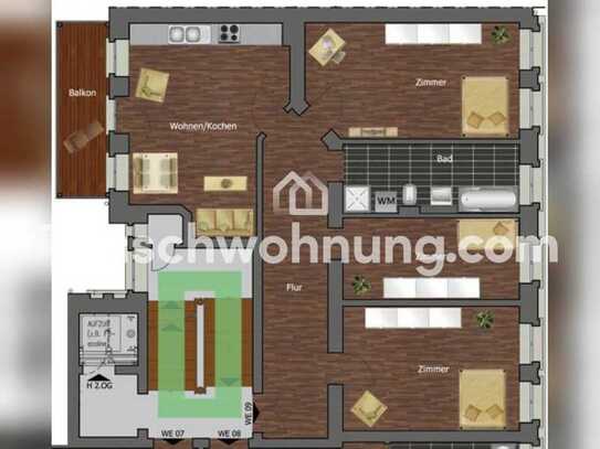 Tauschwohnung: Große Wohnung mit Balkon und Wohnküche in Naturnähe