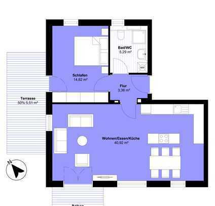 2 Zimmer OG Wohnung mit Terrasse und Balkon - Haus 2 | Whg. 9