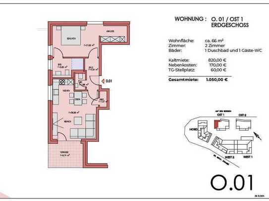 Wohnung O.01: Barrierefreie 2-Zimmerwohnung mit Terrasse in zentraler Lage von Much!