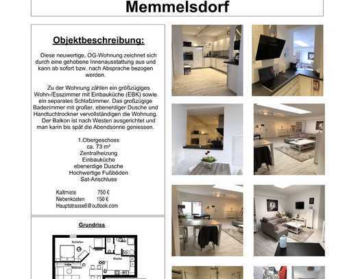 Freundliche 2-Zimmer-Wohnung mit Balkon und Einbauküche in Memmelsdorf