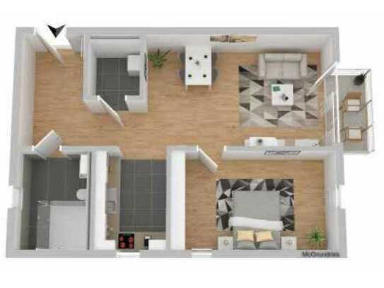 Erstbezug, 2 Zimmer, Küche, Bad/WC, HR, Balkon