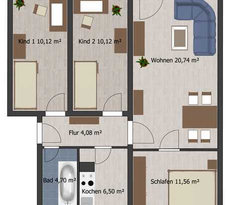 4-Raum Wohnung in ruhiger Lage