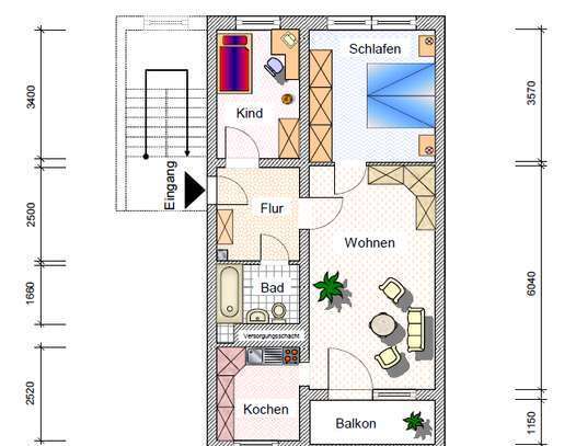 3-Zimmer-Wohnung mit Balkon im Wohngebiet Am Kuhberg 36