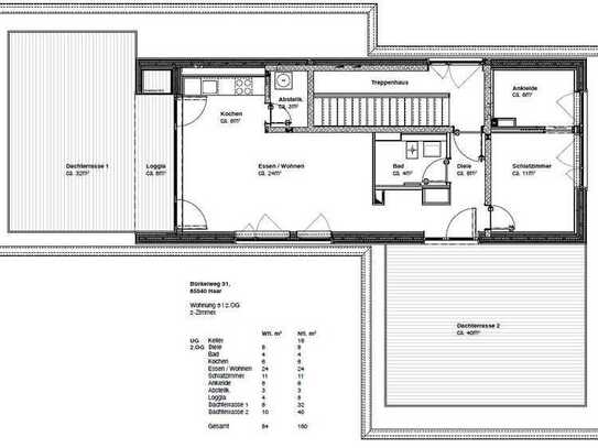 2-Zimmer-Penthouse Wohnung mit großen Dachterassen