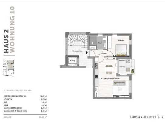 Neubauwohnung (2 Zimmer im OG) im Berghauser Quartier in Wuppertal Cronenberg