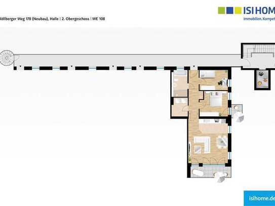 3-Zimmer-Neubauwohnung mit 2 Balkonen und Saaleblick - WE108