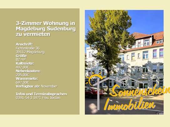 Renovierte 3-Zimmer Wohnung in Magdeburg-Sudenburg zu vermieten