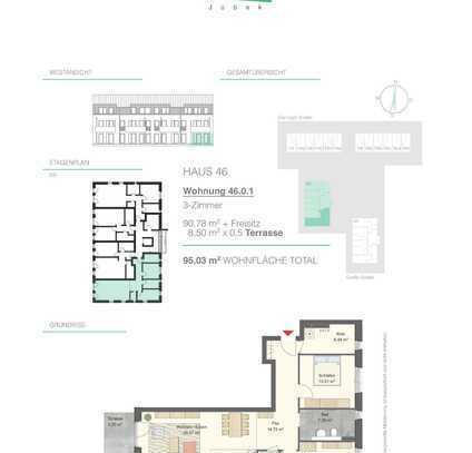 ** Erstbezug im Neubauprojekt "Vier Linden" / 3-Zimmer-Wohnung **