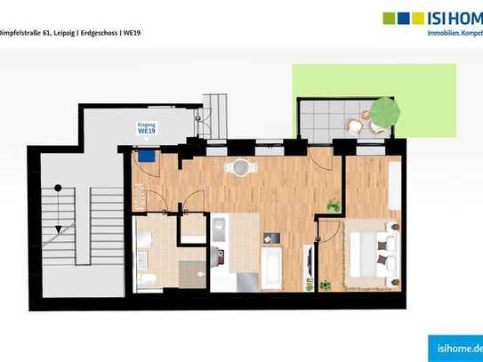 Erstbezug - Tolle 2 Raumwohnung mit Gartenanteil- WE19