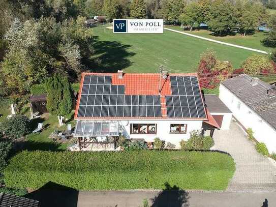 Gepflegter Bungalow mit 4 Zimmer, Küche, Bad, Photovoltaikanlage und Garage ruhig gelegen am Weiher