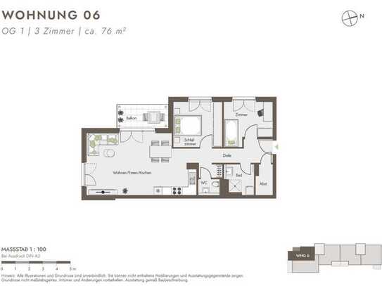 Erstbezug: 3 Zi.-Wohnung 1.OG (Südlage) mit Balkon und EBK in der Kernstadt Bretten