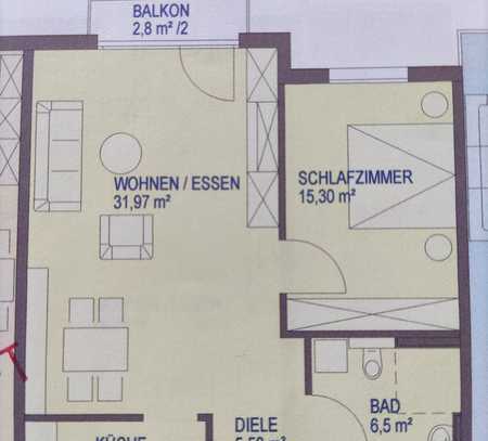 Geschmackvolle 2-Raum-Wohnung mit gehobener Innenausstattung mit Balkon und EBK in Herrenberg