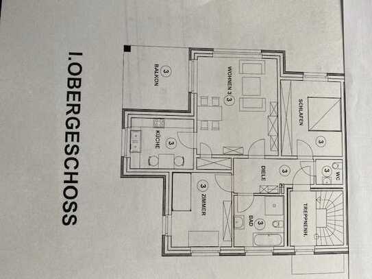 Hochwertige schöne 3 - Zimmer - Wohnung mit Südbalkon