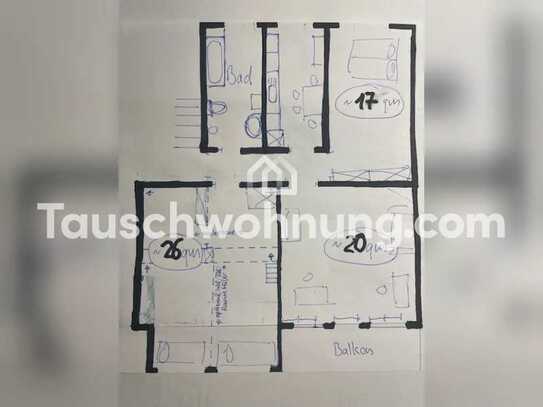 Tauschwohnung: 3 (/4 Zi.)+16qm Hocheb., Südbalkon, Flora. geg. 2 Zi. (WG!)