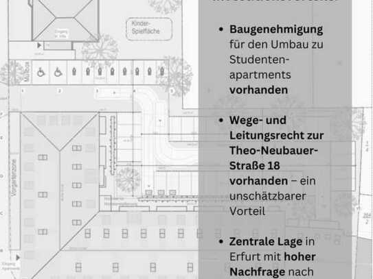 Zugang zur Theo-Neubauer-Straße 18 und Baugenehmigung für 165 Studentenapartments