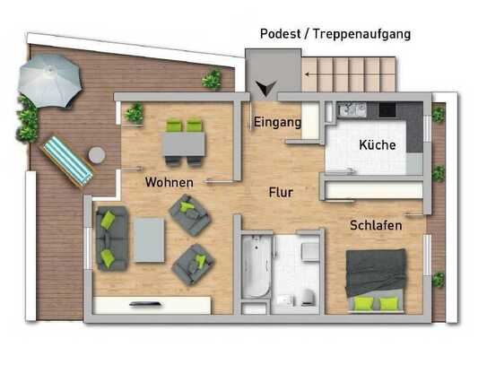 ...seltene Gelegenheit im DD-Klotzsche! 2-Zi.-DG-Wohnung mit Dachterrasse & TG