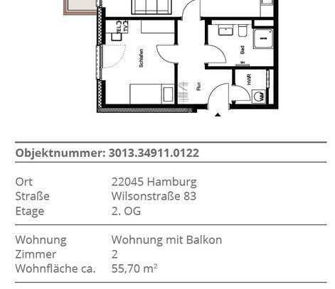 Stilvolle 2-Raum-Wohnung mit gehobener Innenausstattung mit Balkon und EBK in Hamburg Tonndorf
