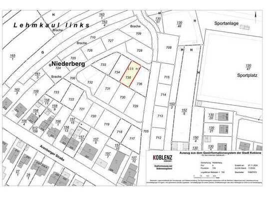 Veräußerung eines Baugrundstückes in Koblenz Niederberg