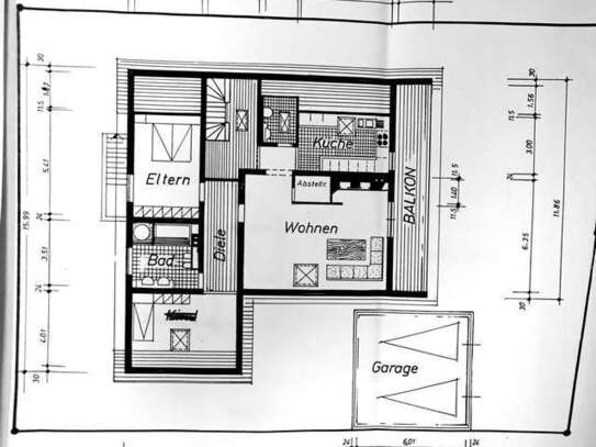 3,5 Z. Dachgeschosswohnung mit überdachtem Süd-West-Balkon