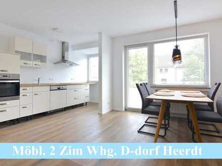 Exklusive, möblierte 2. Zi. Wohnung mit Balkon im Herzen von Heerdt, Erstbezug nach Sanierung