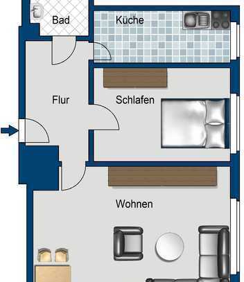 Düsselthal: 2-Zimmer-Wohnung mit Einbauküche