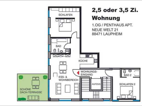 NEUE 2,5 oder 3,5 Zi.-Wohnung | LAUPHEIM | Penthouse mit Aufzug zur Wohnung