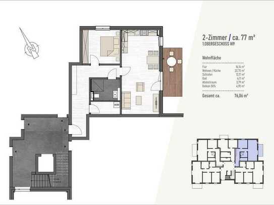 RESERVIERT: Neubau. Stilvolle 2-Zimmer-Wohnung im 1. OG mit Balkon in Wismar