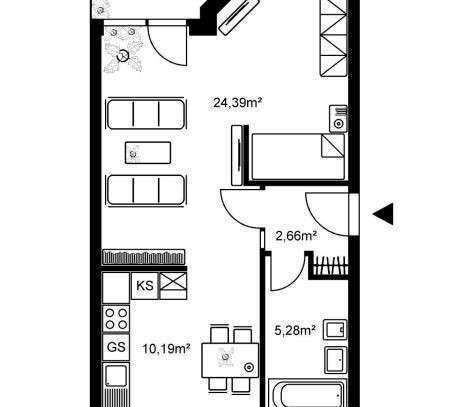 Komfortable 1,5 Zimmer Wohnung mit Balkon