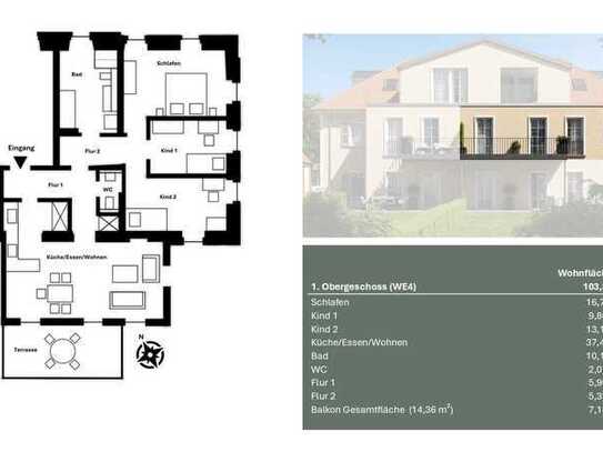 4,5 ZKB mit Balkon (WE04) mitten in Regensburg !