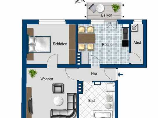 Schöner Wohnen in dieser interessanten 2-Zimmer-Wohnung
