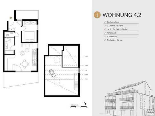 Exklusive Maisonette-Wohnung mit zwei Dachterrassen und Blick auf die Weinberge