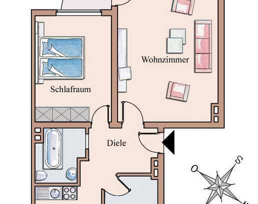 Freundliche frisch renovierte Altbauwohnung mit Einbauküche in Düsseldorf-Bilk