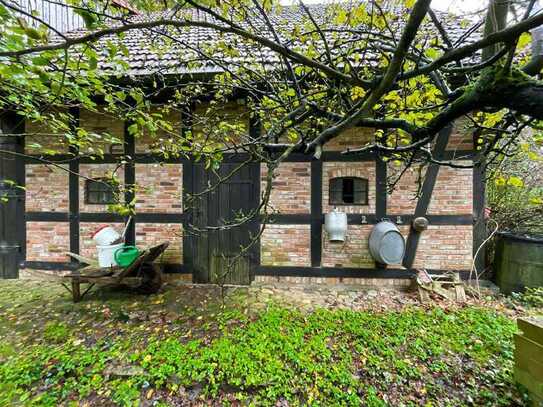 Baugrundstück mit Resthofcharakter und großflächiger Wiese inkl. diverser Nebenanlagen, Garage