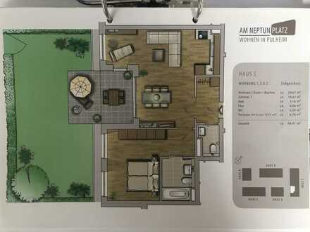 2-Zimmer-Wohnung Energieklasse A + mit Garten. Gehobene Siedlung in Pulheim (am Neptunplatz).