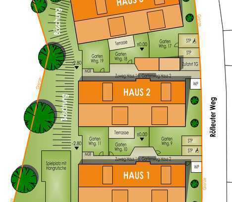 NEUBAU! WOHNEN und WOHLfühlen! TOLLE 2-ZI-Wohnung im EG mit GARTEN! EFFIZIENZHAUS 55! Whg-Nr. 17