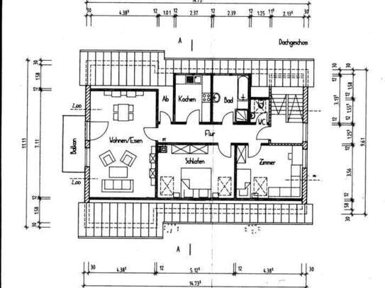 Ansprechende und gepflegte 3,5-Zimmer-Dachgeschosswohnung mit geh. Innenausstattung mit EBK